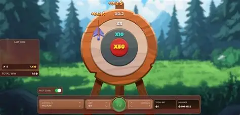 Arrow hitting bullseye forest scene